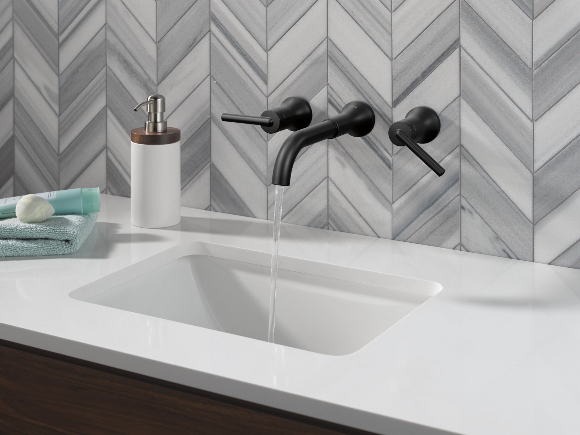 Delta Trinsic® Two Handle Wall Mount Bathroom Faucet