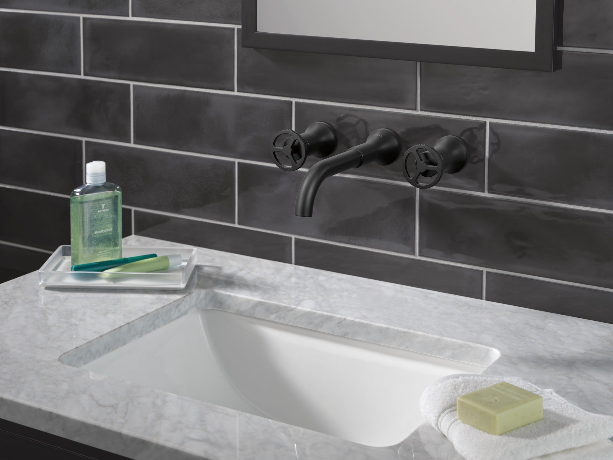 Delta Trinsic® Two Handle Wall Mount Bathroom Faucet