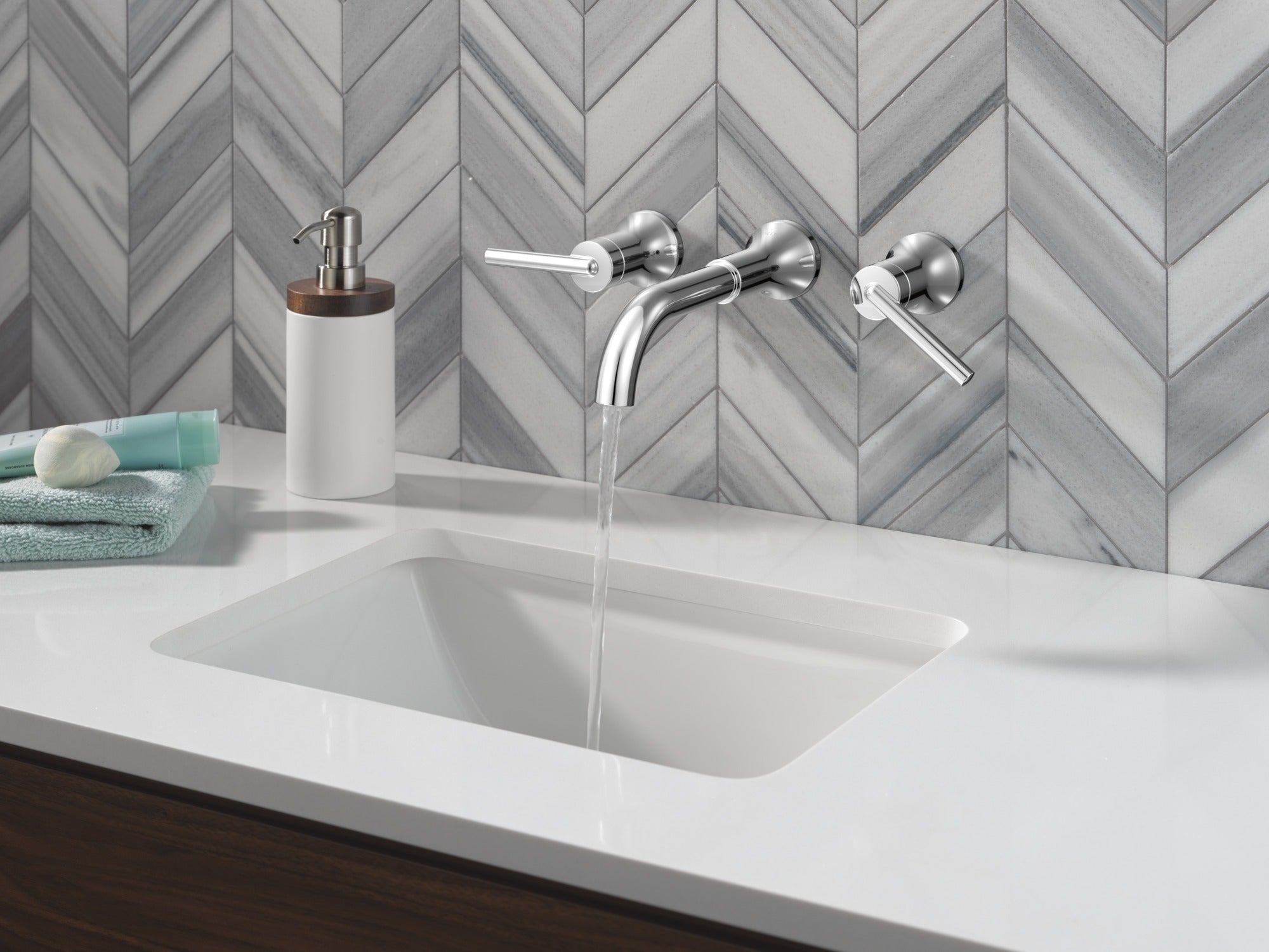 Delta Trinsic® Two Handle Wall Mount Bathroom Faucet
