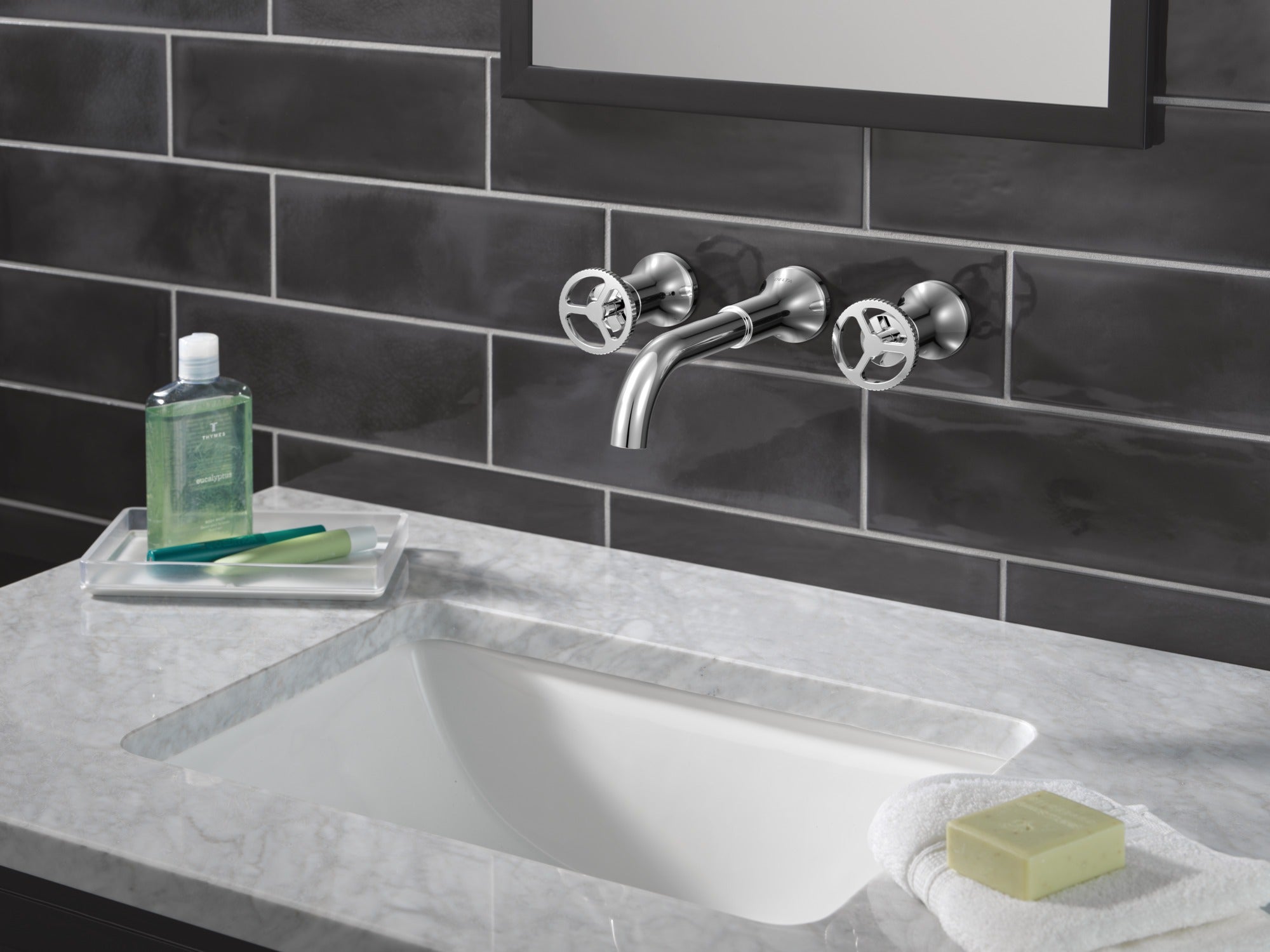 Delta Trinsic® Two Handle Wall Mount Bathroom Faucet