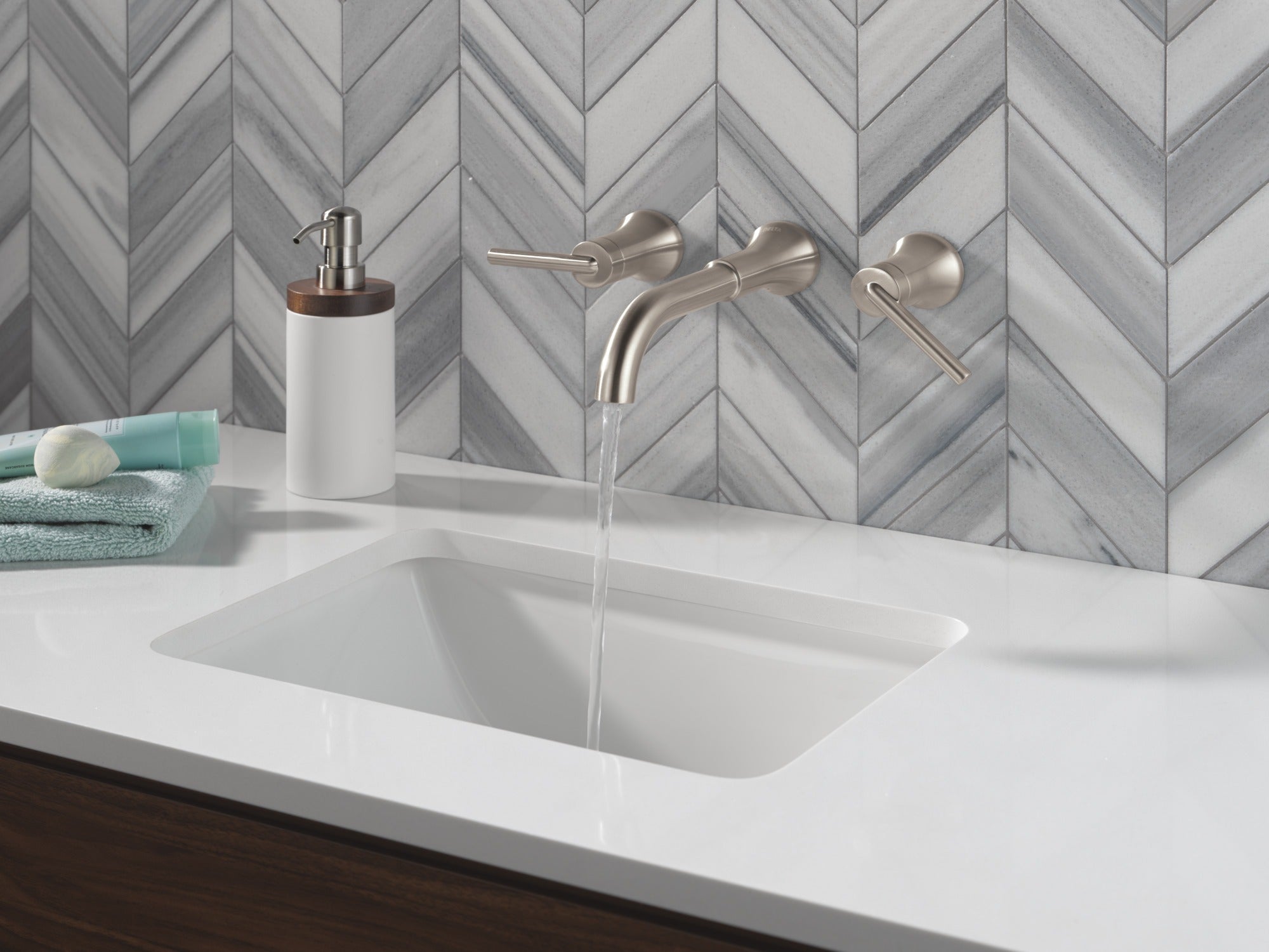 Delta Trinsic® Two Handle Wall Mount Bathroom Faucet