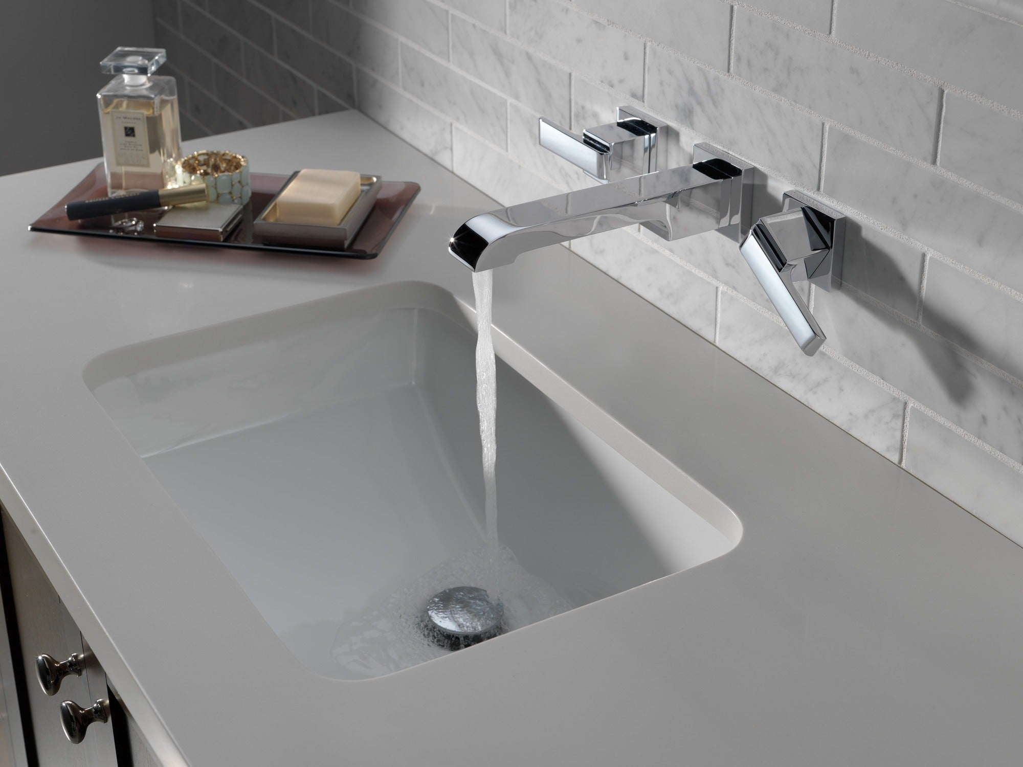 Delta Ara® Two Handle Wall Mount Bathroom Faucet Trim