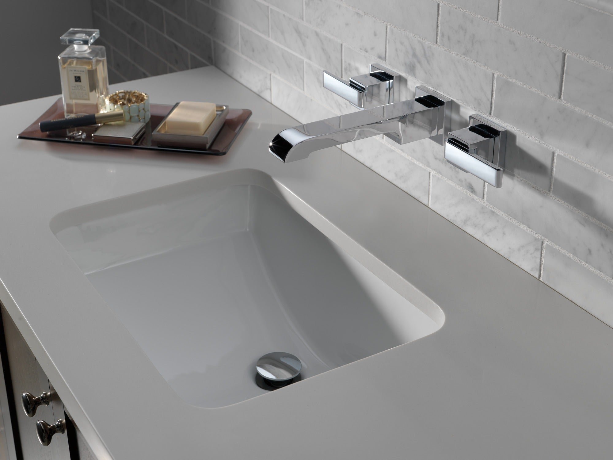 Delta Ara® Two Handle Wall Mount Bathroom Faucet Trim