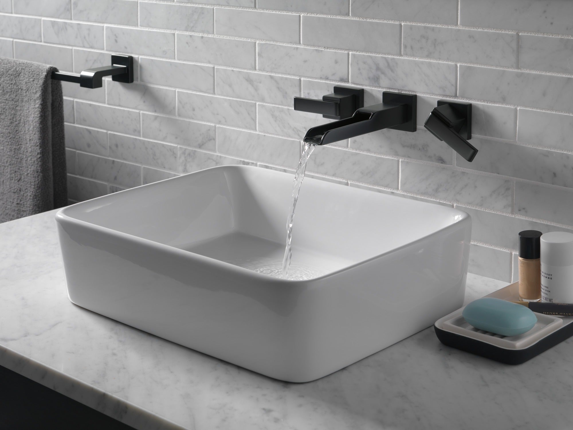 Delta Ara® Two Handle Wall Mount Channel Bathroom Faucet Trim