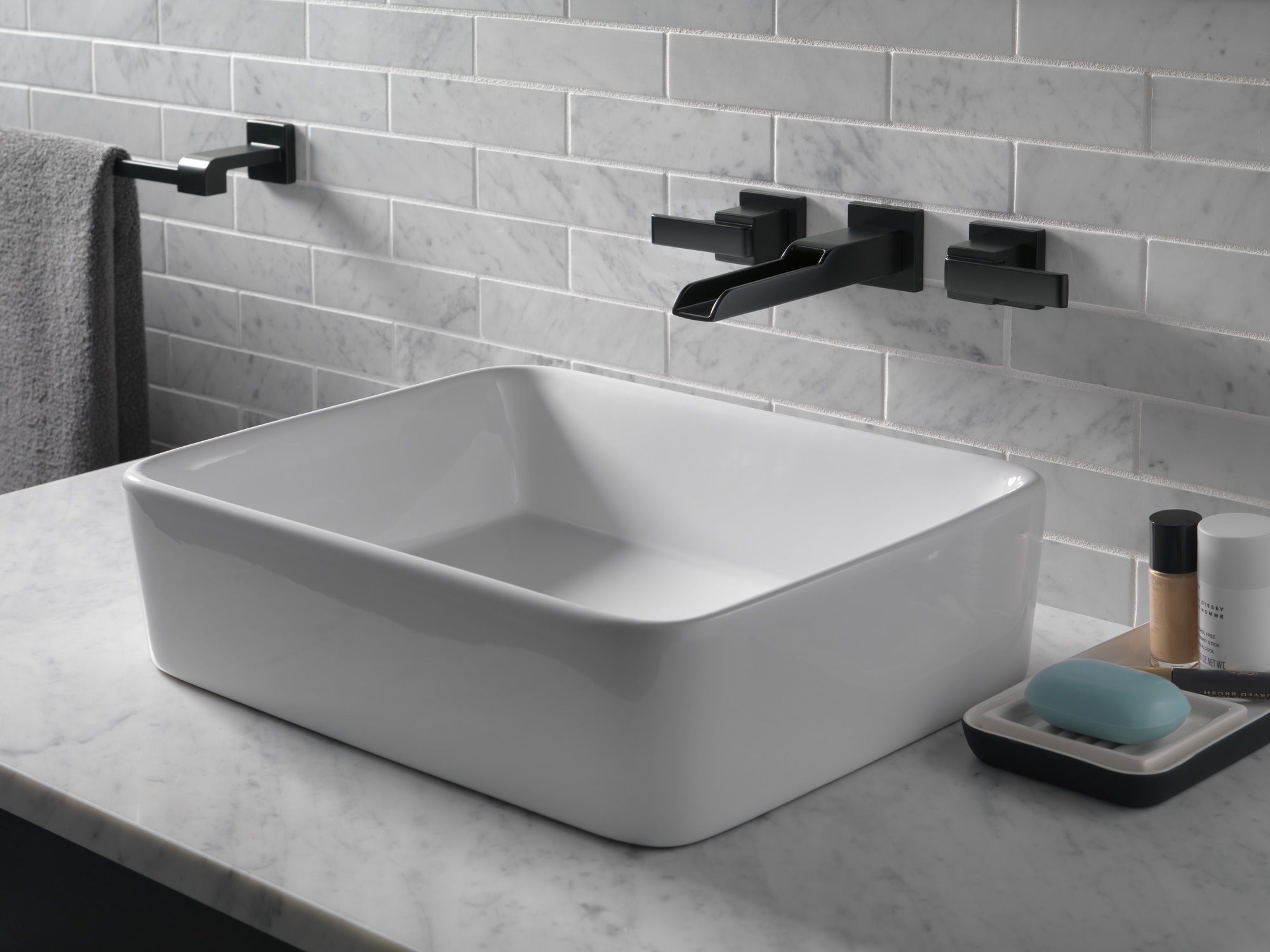 Delta Ara® Two Handle Wall Mount Channel Bathroom Faucet Trim