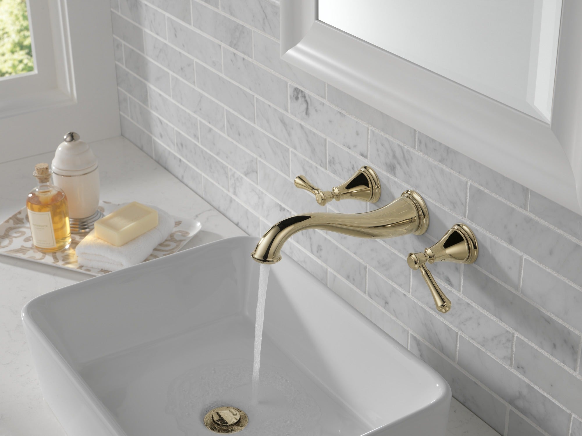 Delta Cassidy® Two Handle Wall Mount Bathroom Faucet Trim