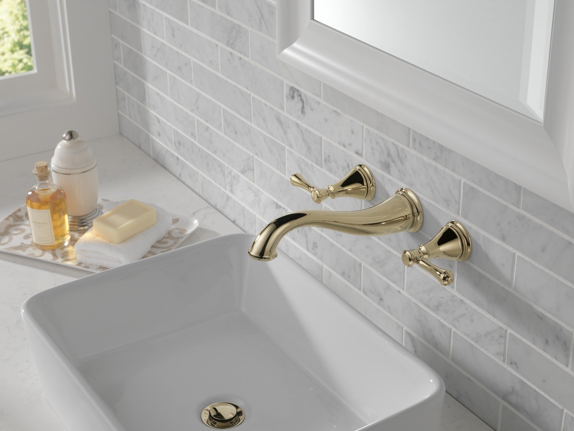 Delta Cassidy® Two Handle Wall Mount Bathroom Faucet Trim