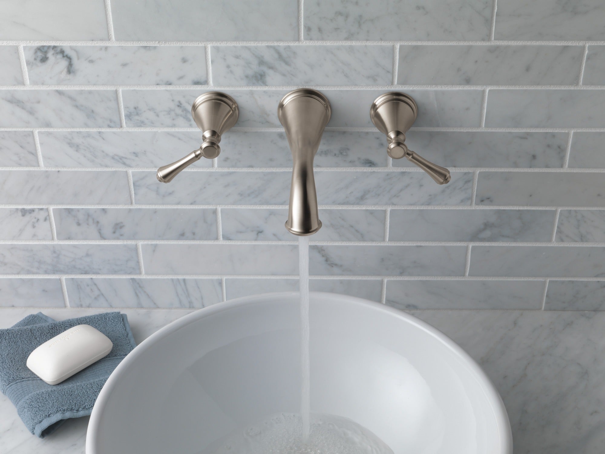 Delta Cassidy® Two Handle Wall Mount Bathroom Faucet Trim