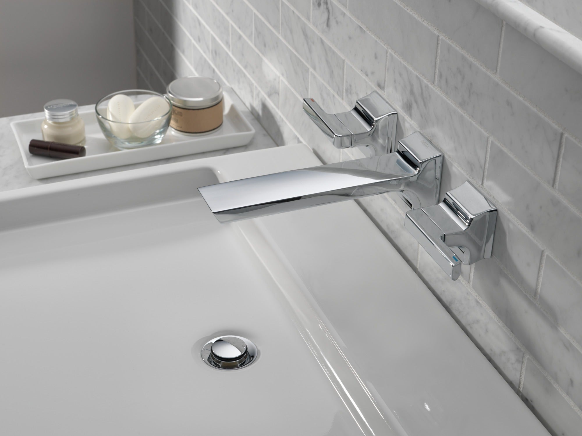 Delta Pivotal® Two Handle Wall Mount Bathroom Faucet Trim