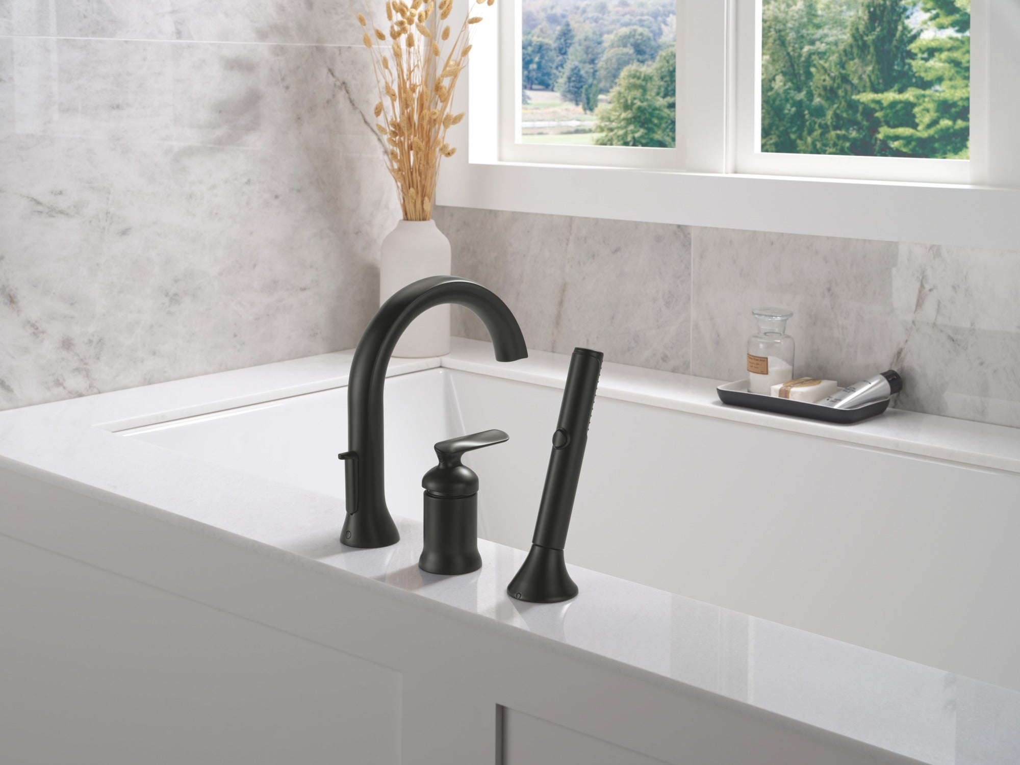 Delta Bonacci™ Three Hole Roman Tub Trim with Hand Shower