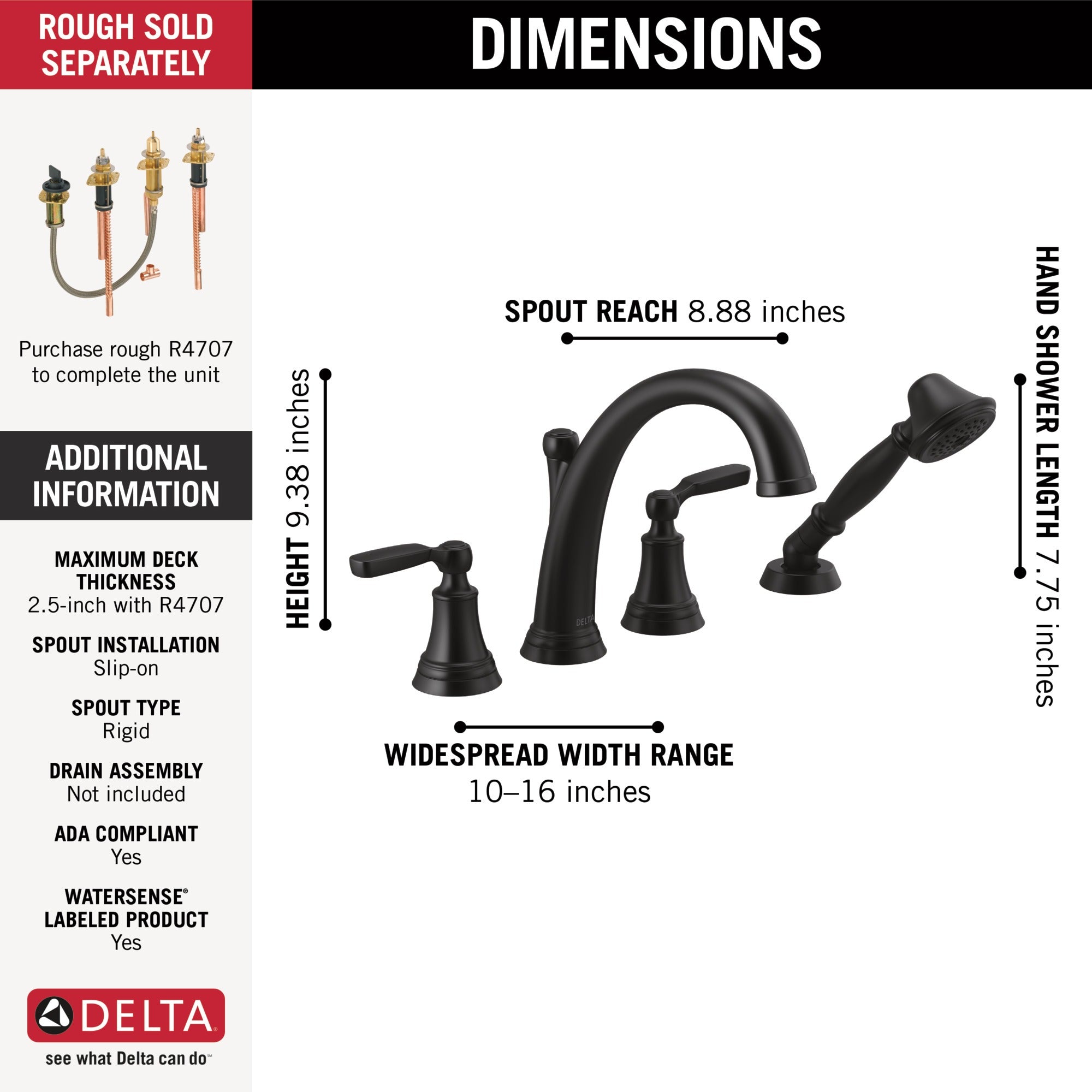 Delta Woodhurst™ Roman Tub with Hand Shower Trim