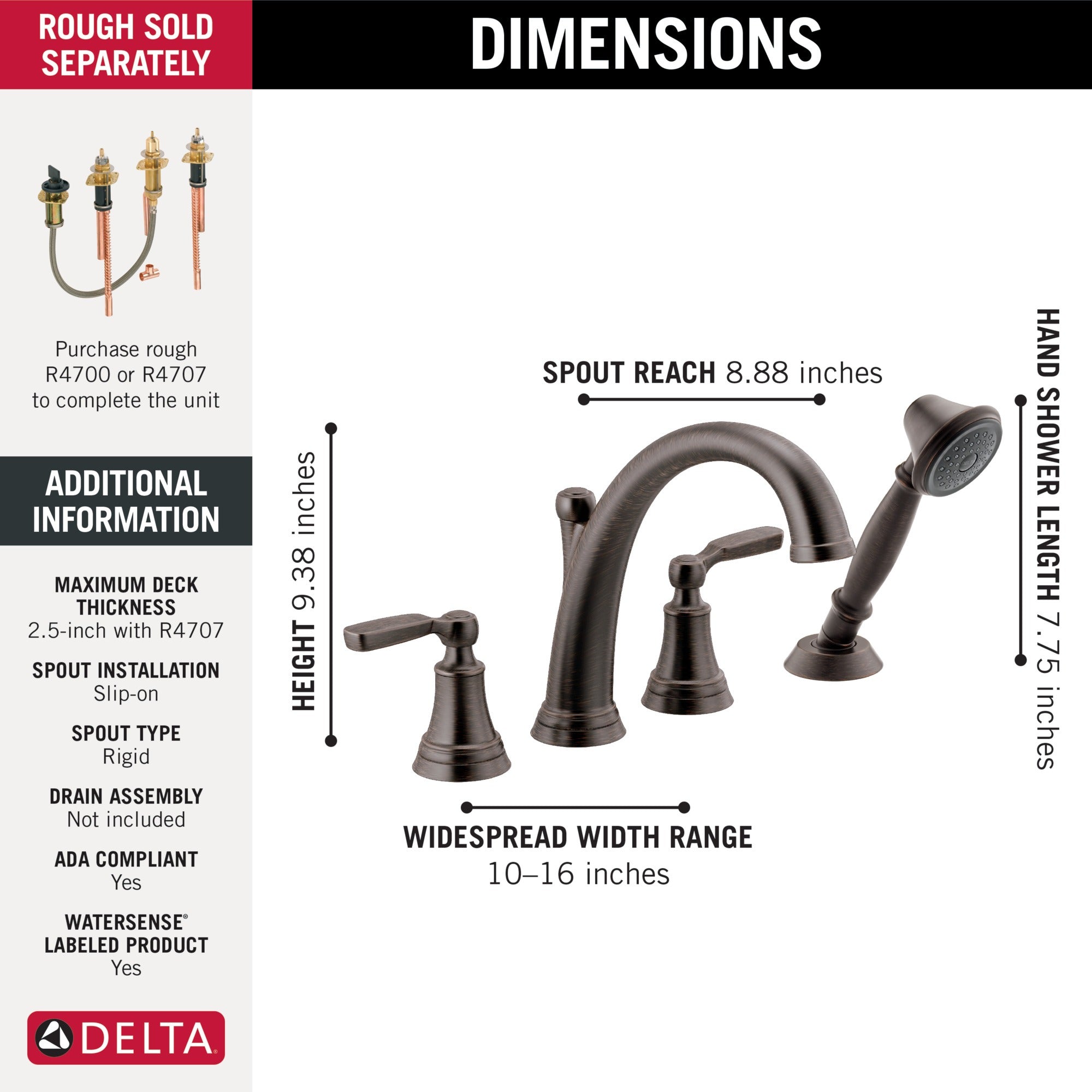 Delta Woodhurst™ Roman Tub with Handshower Trim