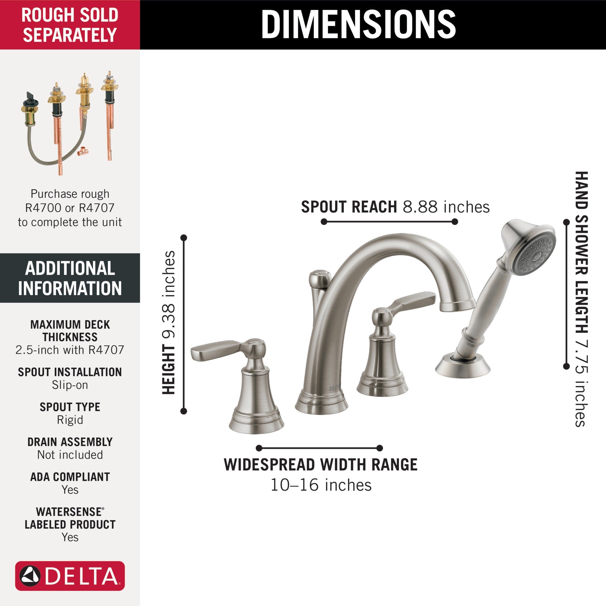 Delta Woodhurst™ Roman Tub with Handshower Trim