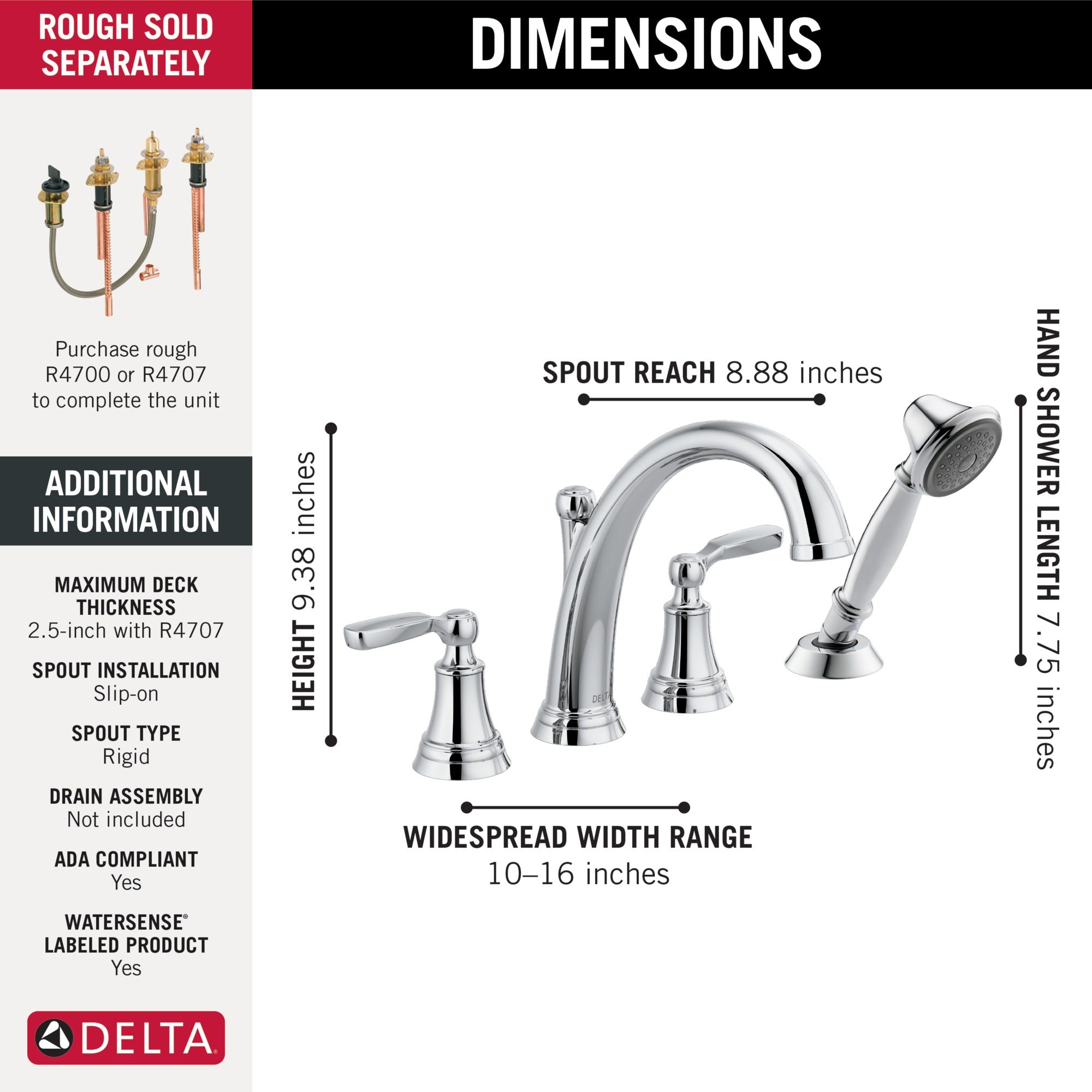 Delta Woodhurst™ Roman Tub with Handshower Trim