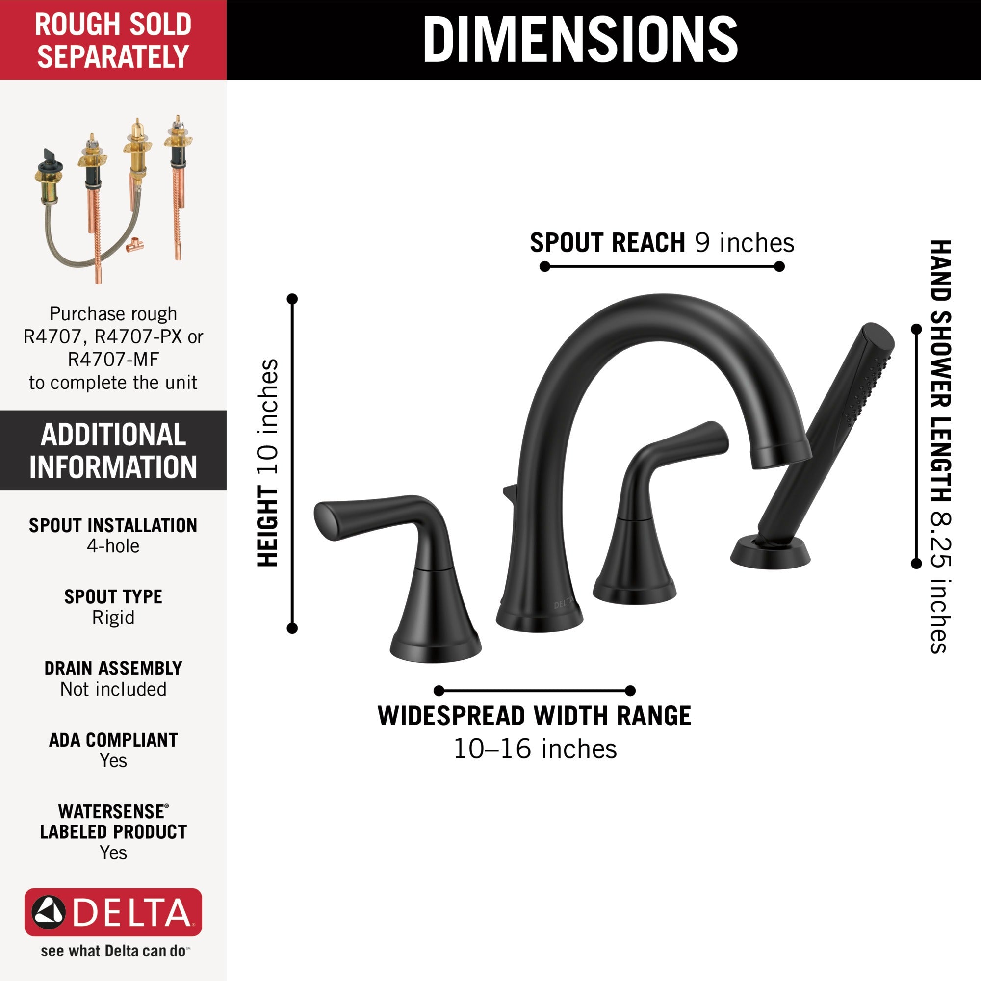 Delta Kayra® Roman Tub Trim with Hand Shower