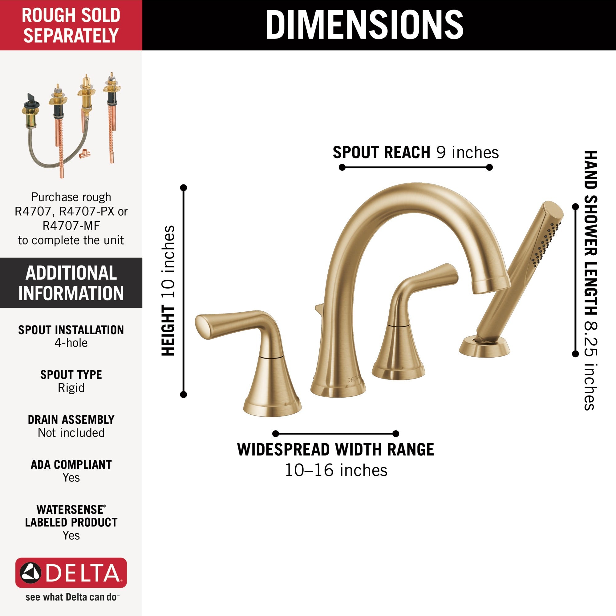 Delta Kayra® Roman Tub Trim with Hand Shower