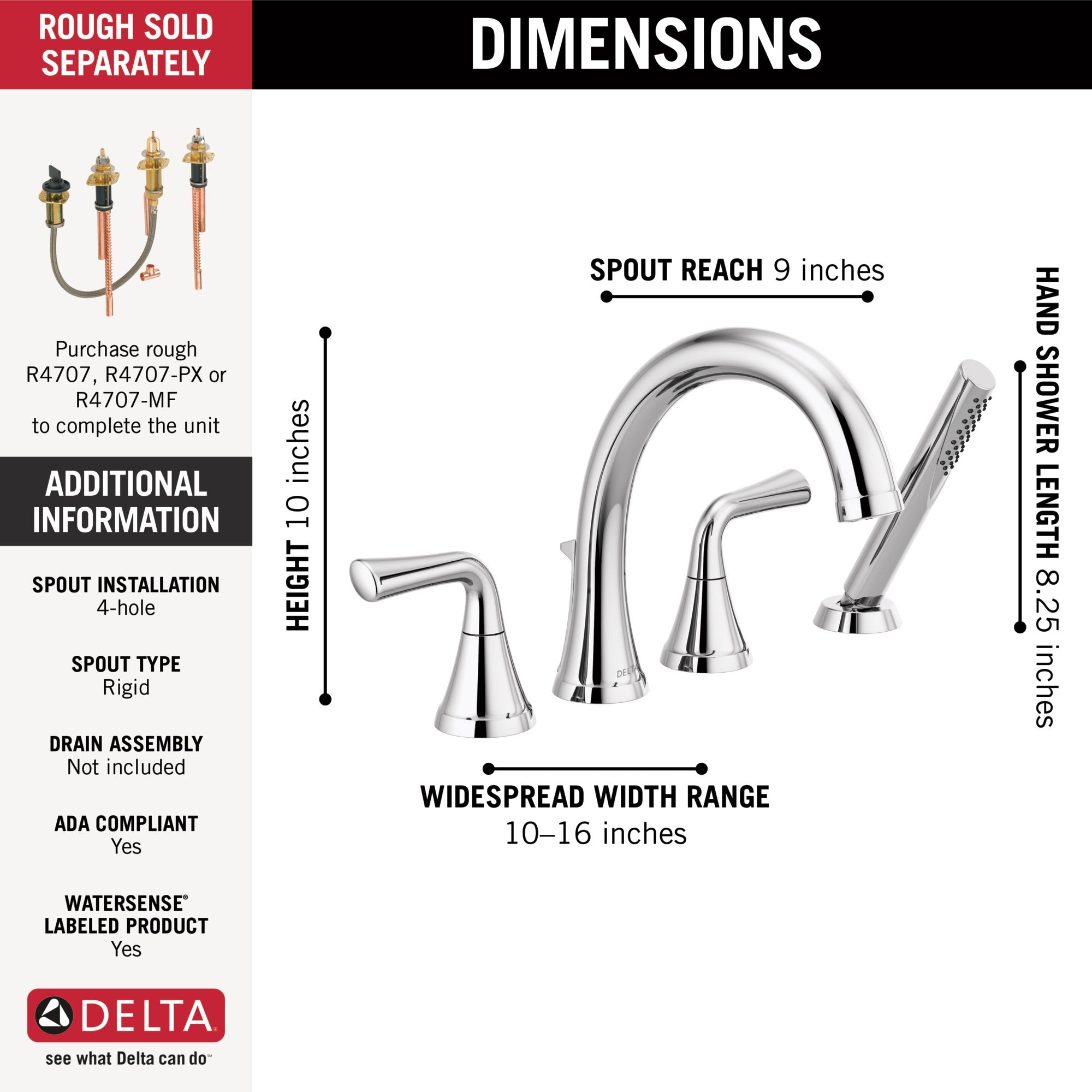 Delta Kayra® Roman Tub Trim with Hand Shower
