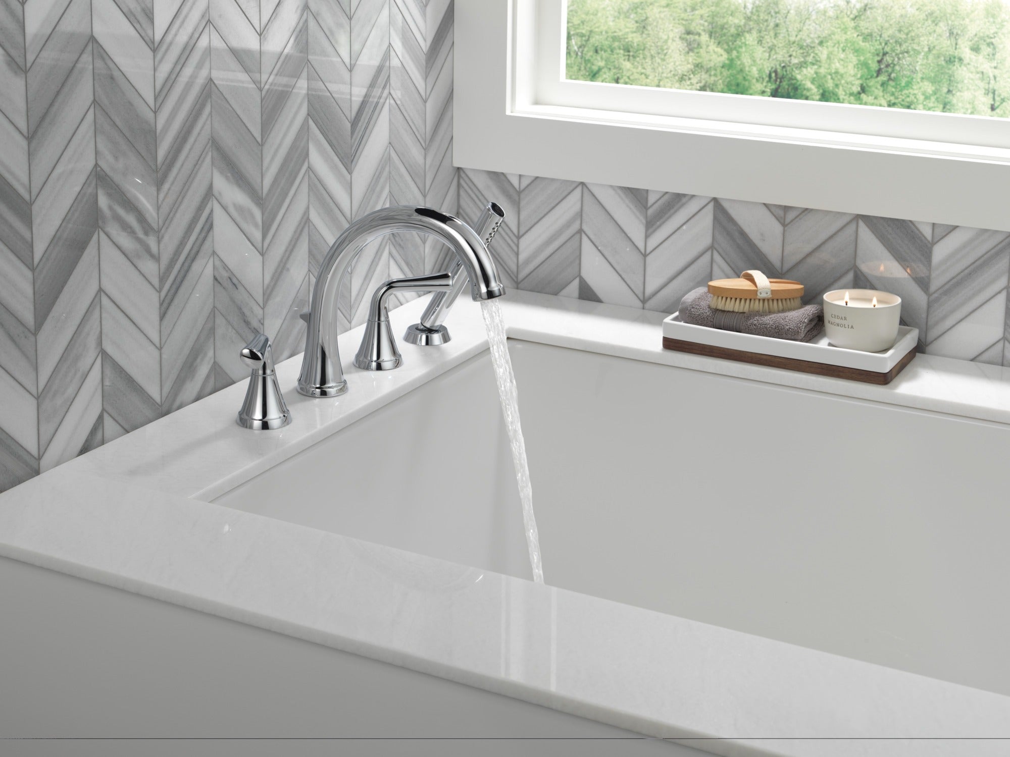 Delta Kayra® Roman Tub Trim with Hand Shower