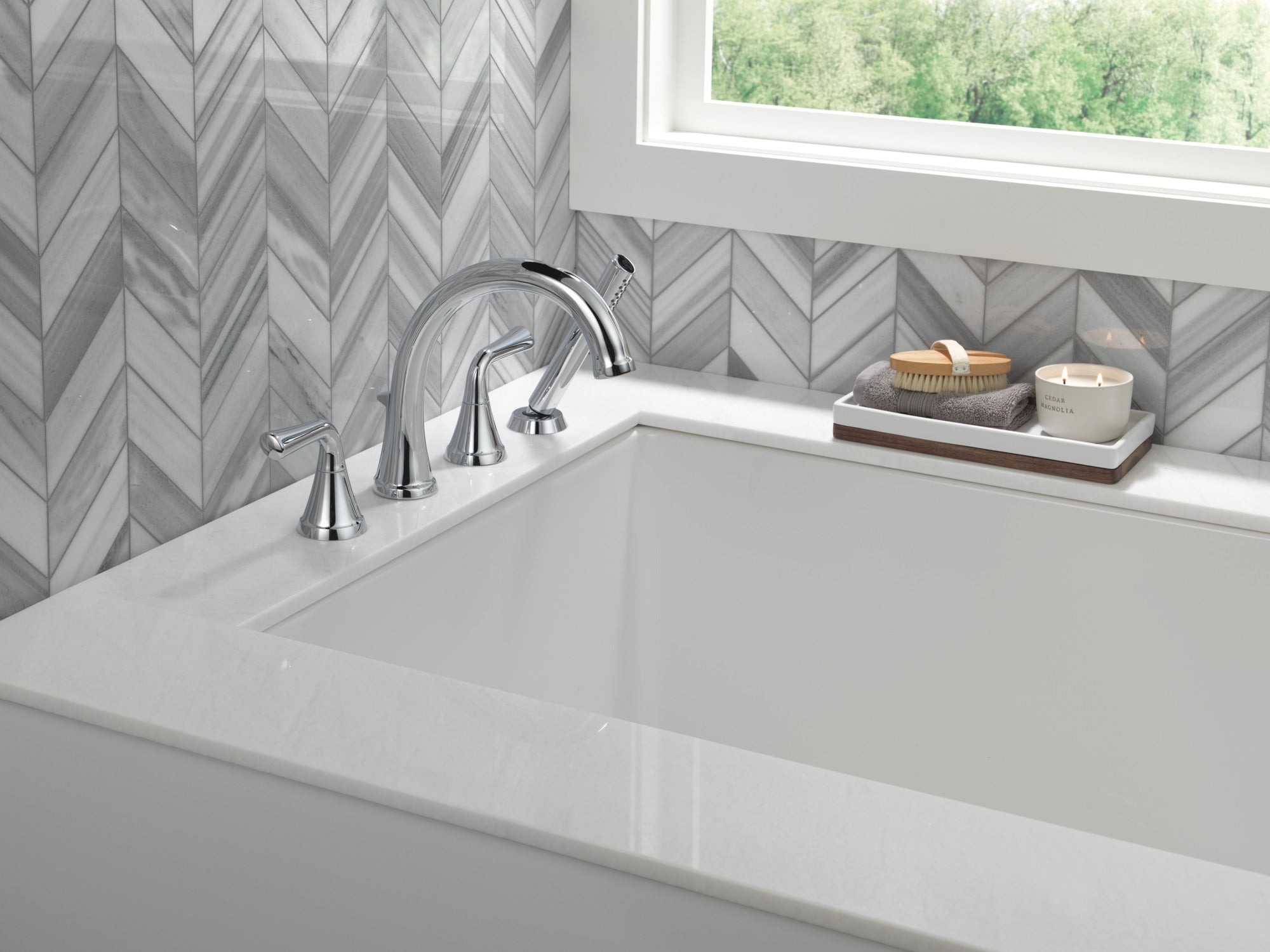 Delta Kayra® Roman Tub Trim with Hand Shower