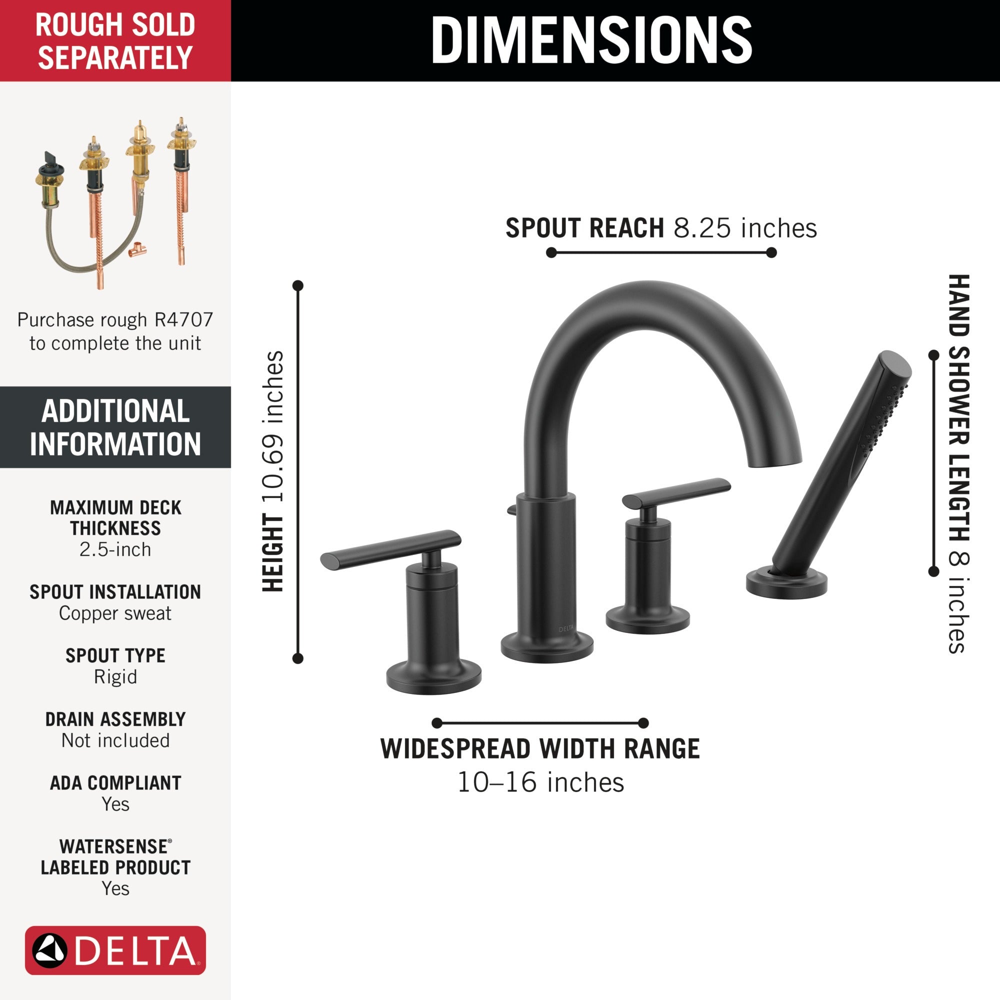 Delta Altado™ Roman Tub Trim with Hand Shower