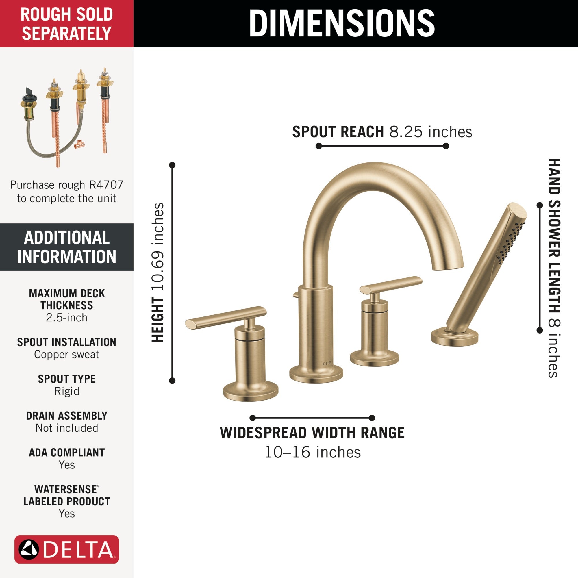 Delta Altado™ Roman Tub Trim with Hand Shower