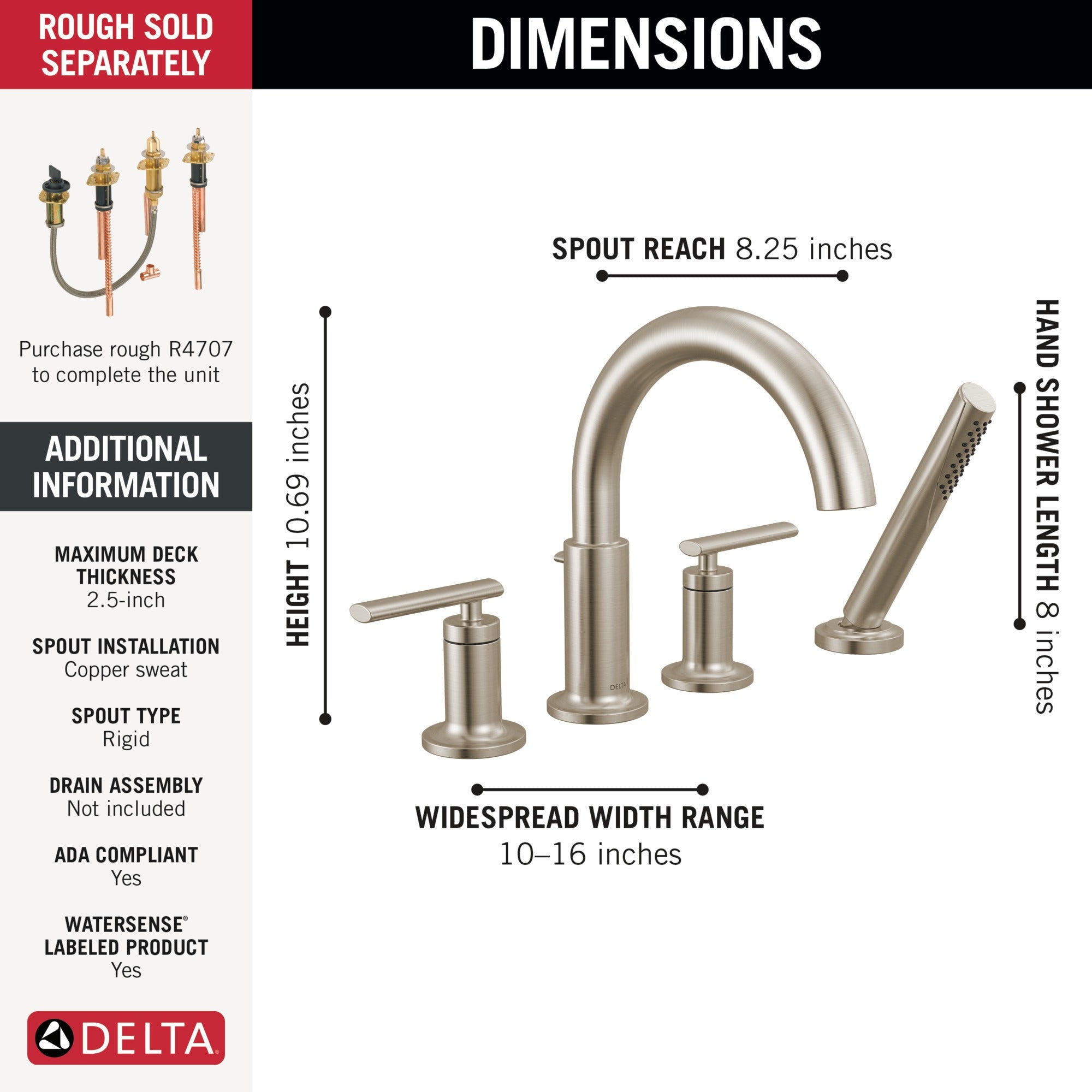 Delta Altado™ Roman Tub Trim with Hand Shower