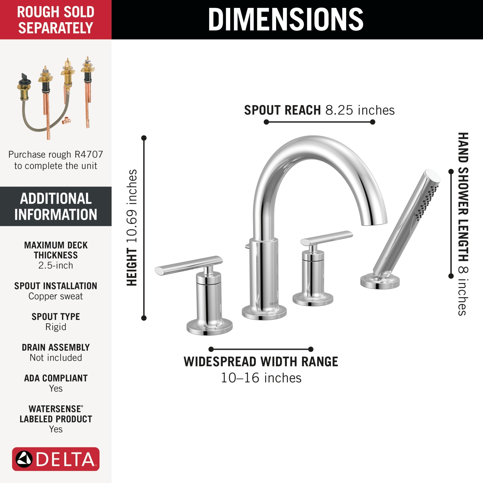 Delta Altado™ Roman Tub Trim with Hand Shower