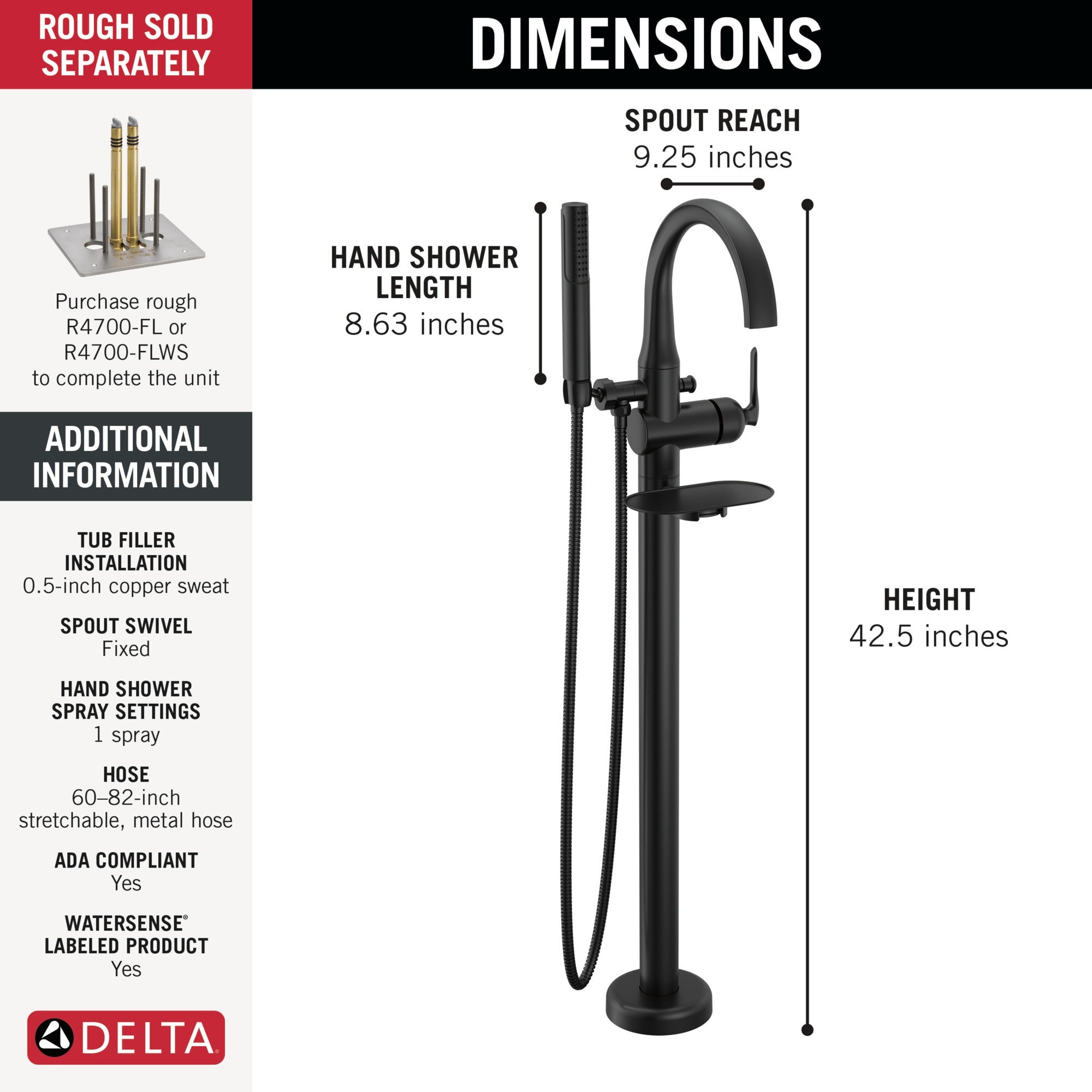 Delta Bonacci™ Floor Mount Tub Filler Trim