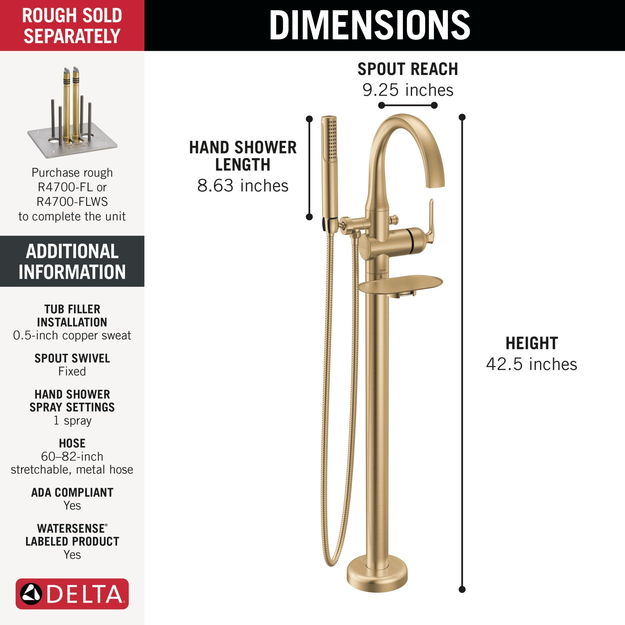 Delta Bonacci™ Floor Mount Tub Filler Trim