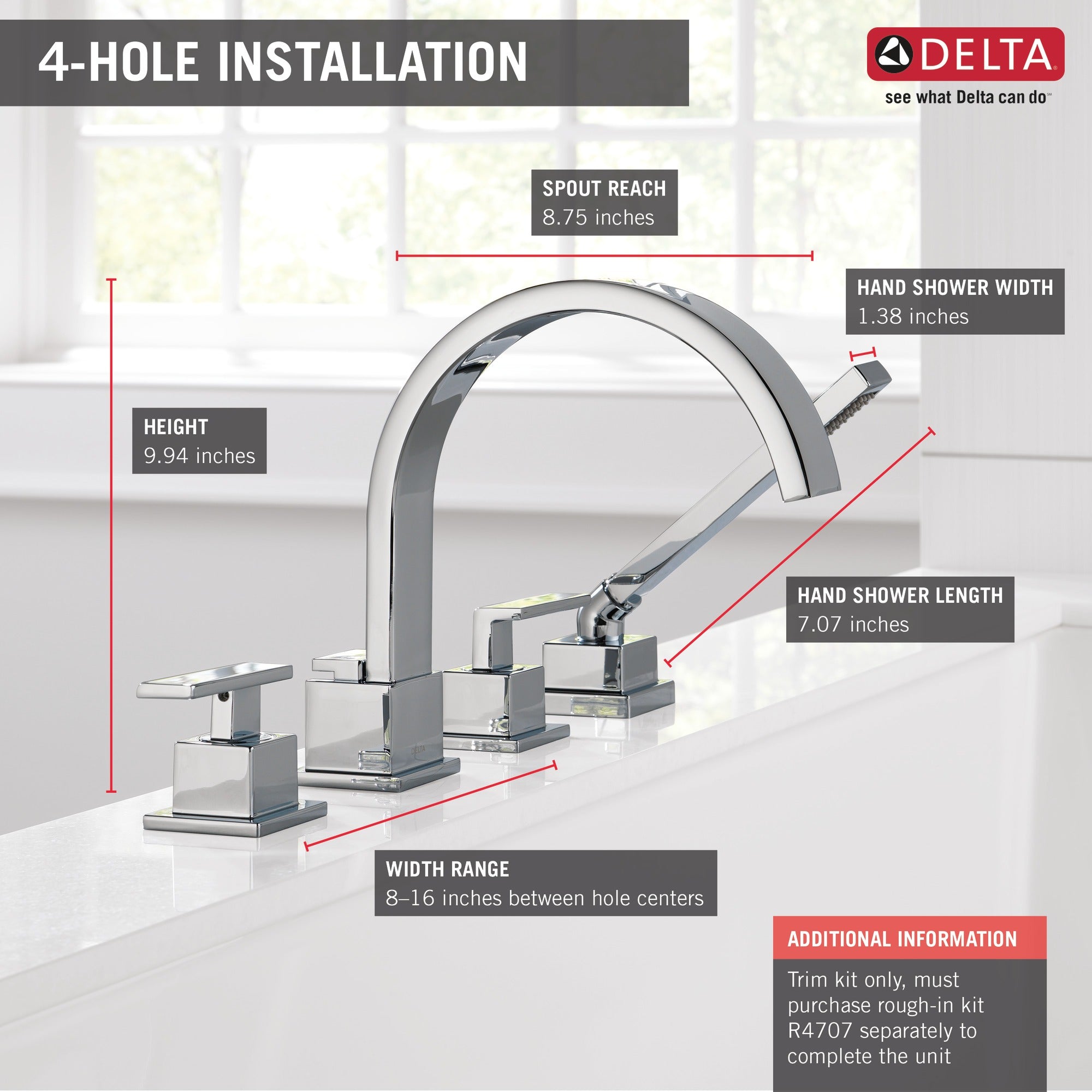 Delta Vero® Roman Tub Trim with Hand Shower