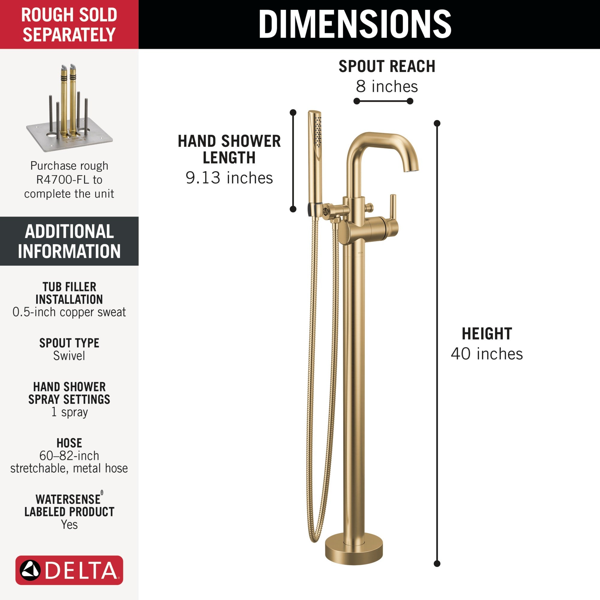 Delta Trinsic® Floor Mount Tub Filler