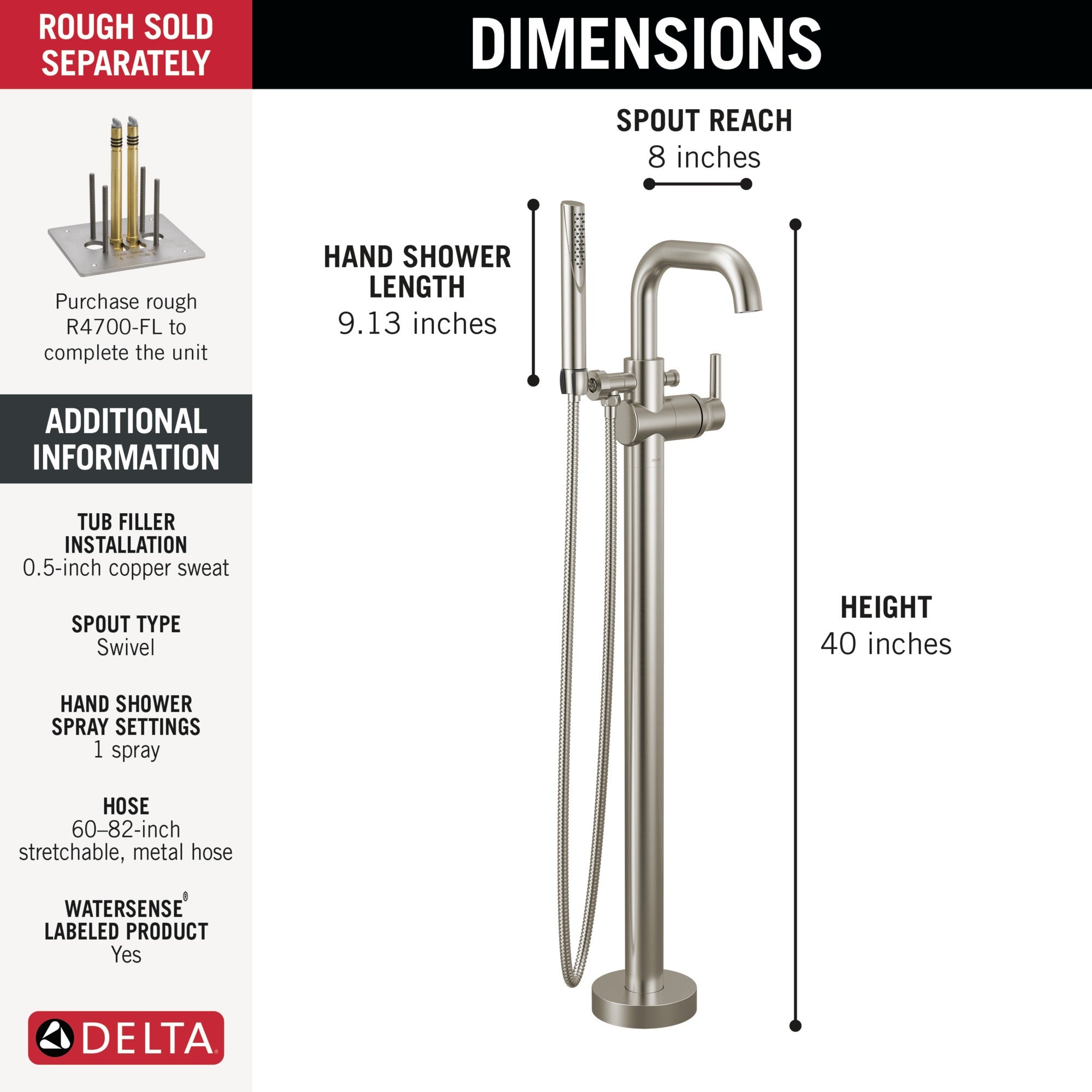 Delta Trinsic® Floor Mount Tub Filler