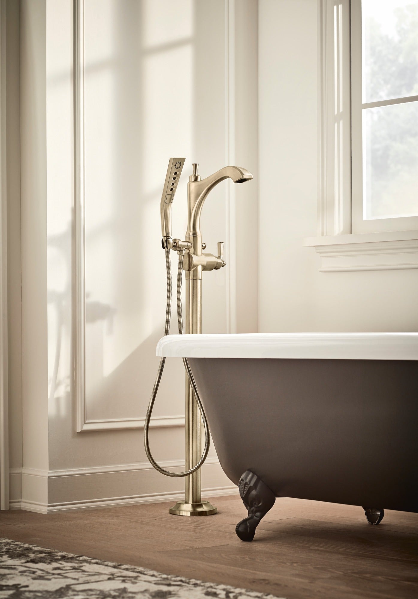 Delta Dorval™ Single Handle Floor Mount Tub Filler Trim - Less Handle