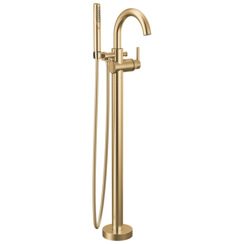 Delta Trinsic® Single Handle Floor Mount Tub Filler Trim with Hand Shower