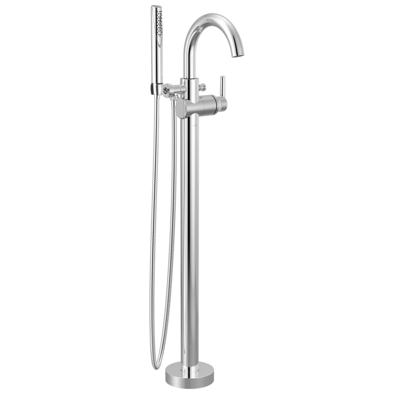 Delta Trinsic® Single Handle Floor Mount Tub Filler Trim with Hand Shower