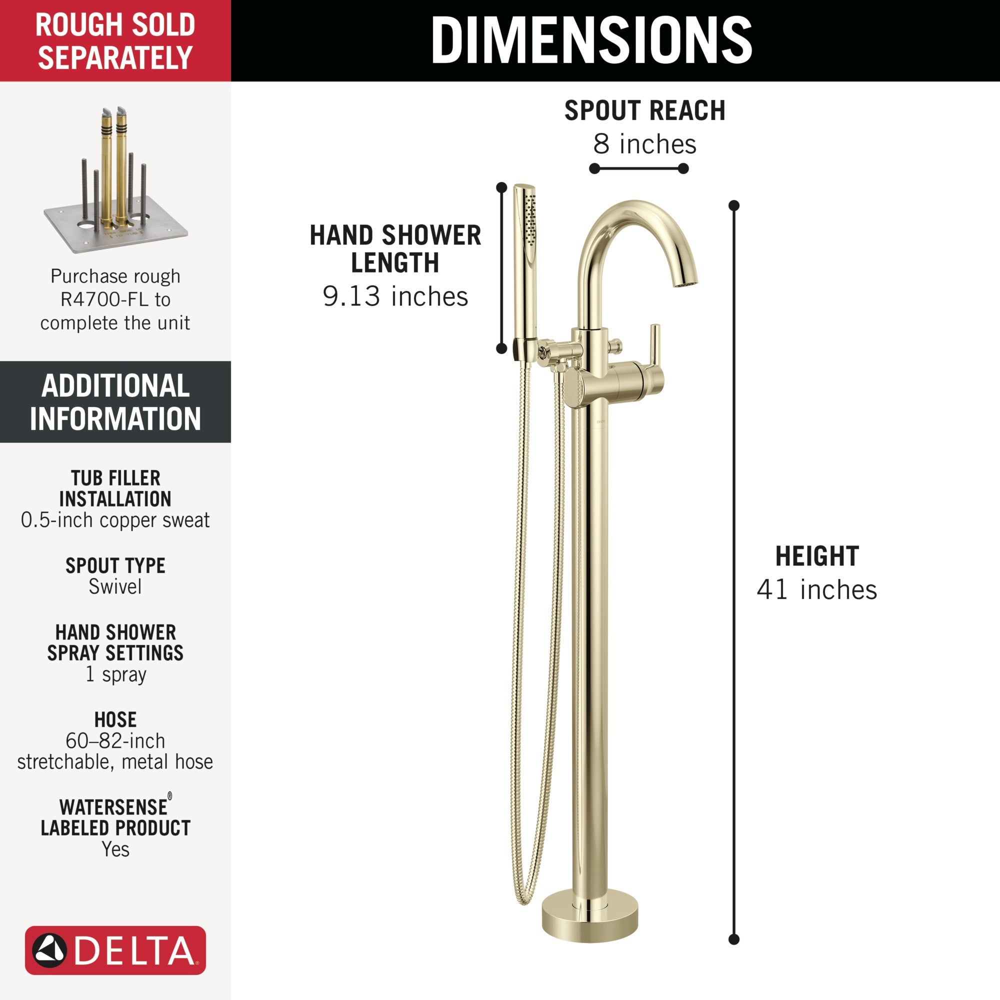 Delta Trinsic® Floor Mount Tub Filler Trim