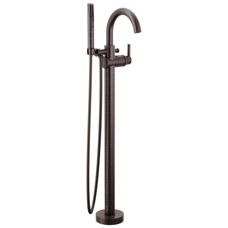Delta Trinsic® Single Handle Floor Mount Tub Filler Trim with Hand Shower