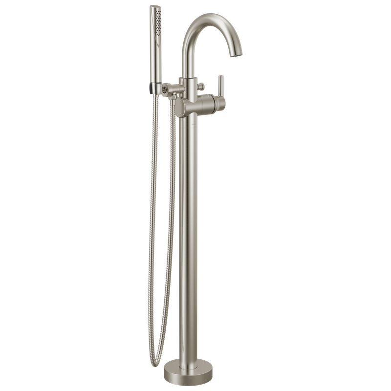 Delta Trinsic® Single Handle Floor Mount Tub Filler Trim with Hand Shower