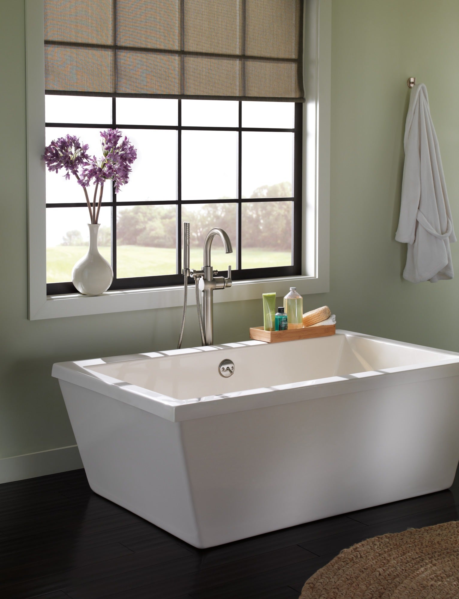 Delta Trinsic® Single Handle Floor Mount Tub Filler Trim with Hand Shower
