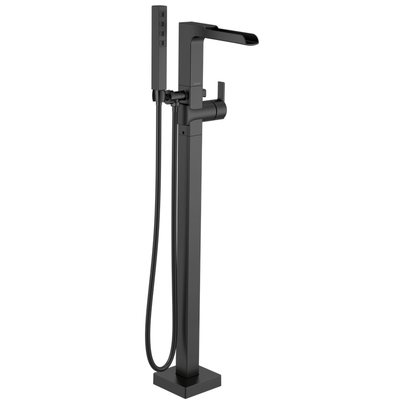 Delta Ara® Single Handle Floor Mount Channel Spout Tub Filler Trim with Hand Shower