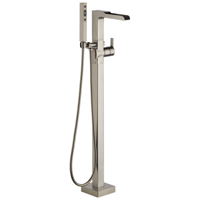 Delta Ara® Single Handle Floor Mount Channel Spout Tub Filler Trim with Hand Shower