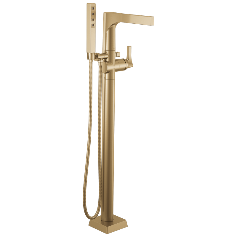 Delta Zura® Single Handle Floor Mount Tub Filler Trim with Hand Shower