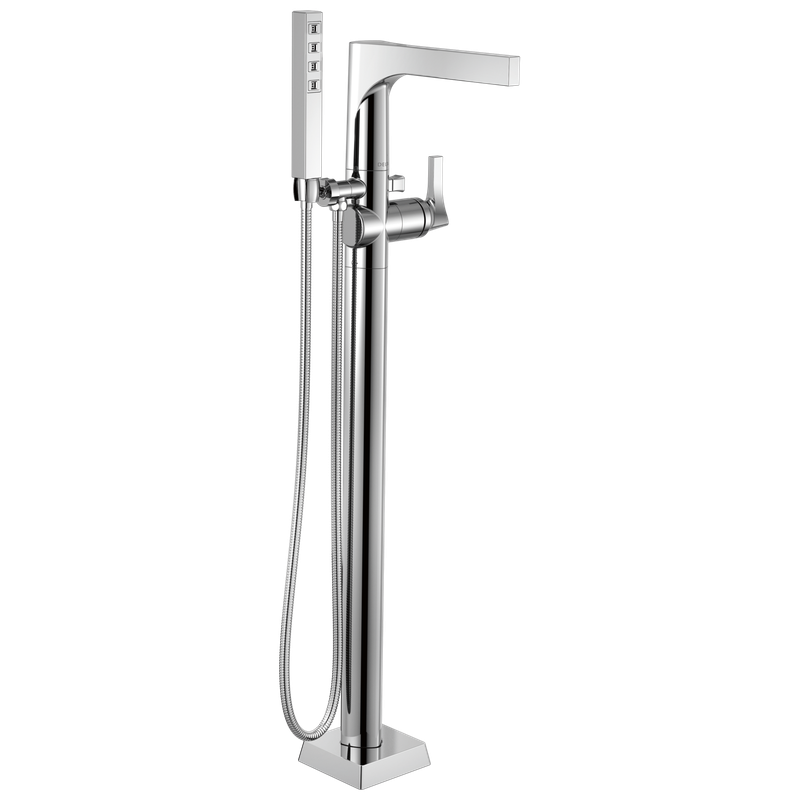 Delta Zura® Single Handle Floor Mount Tub Filler Trim with Hand Shower