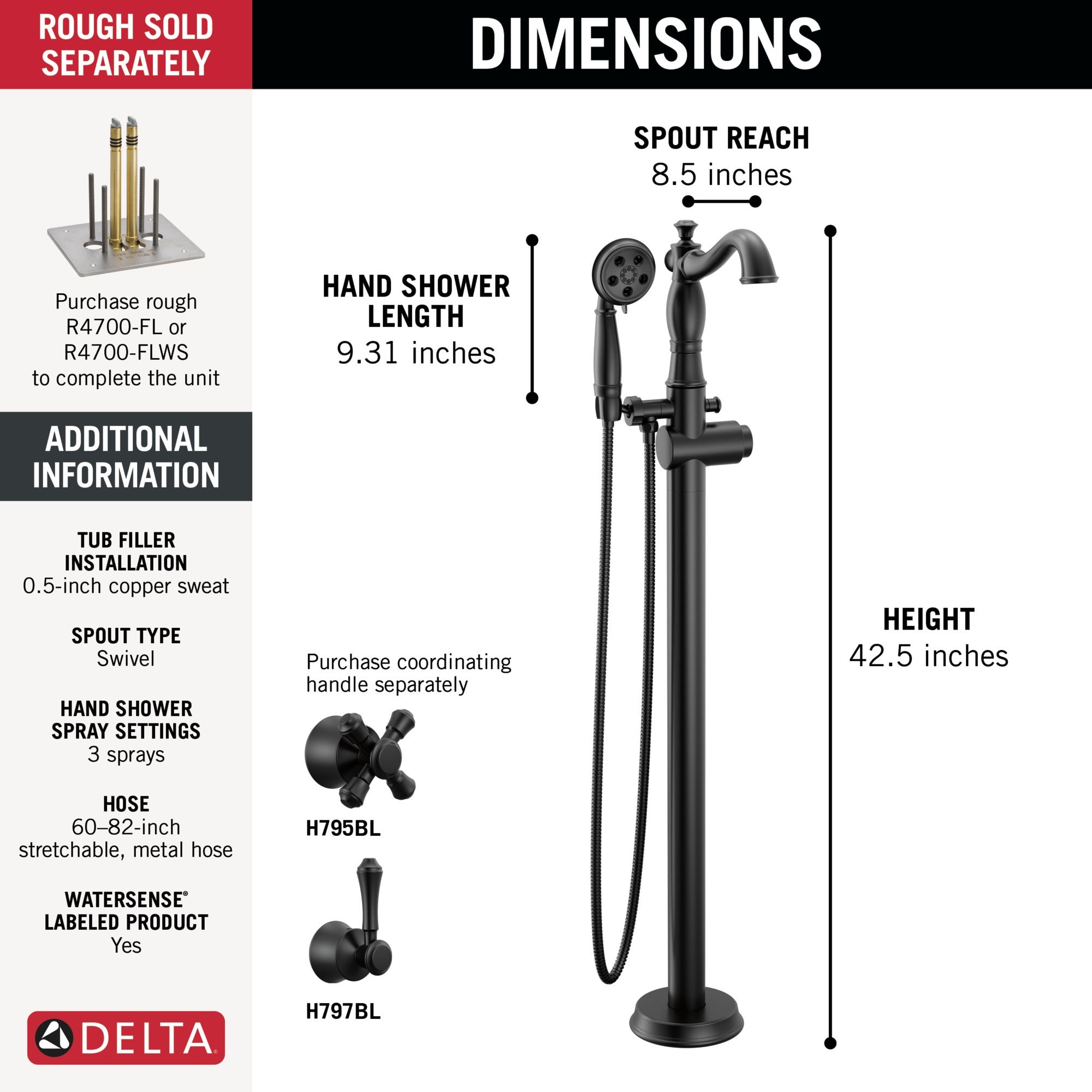 Delta Cassidy® Floor Mount Tub Filler Trim