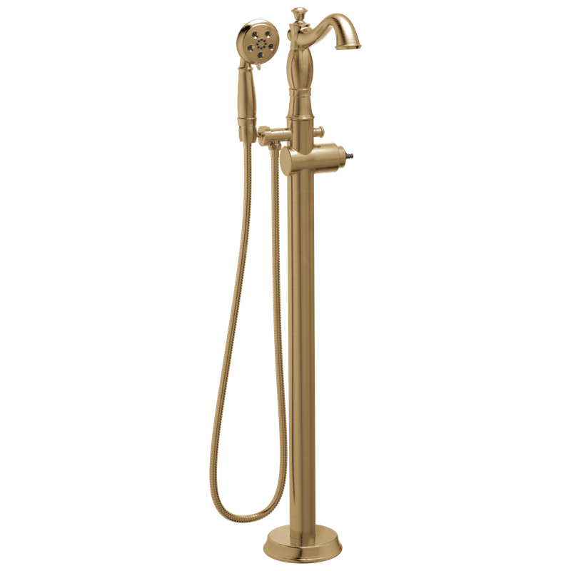 Delta Cassidy® Single Handle Floor Mount Tub Filler Trim with Hand Shower - Less Handle
