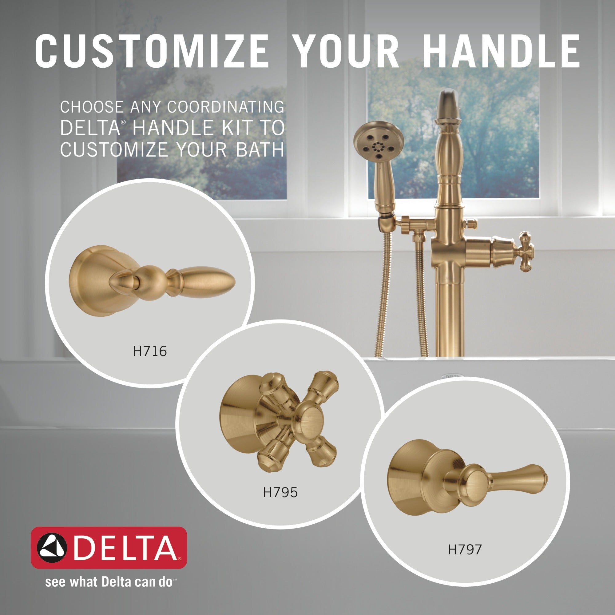 Delta Cassidy® Single Handle Floor Mount Tub Filler Trim with Hand Shower - Less Handle
