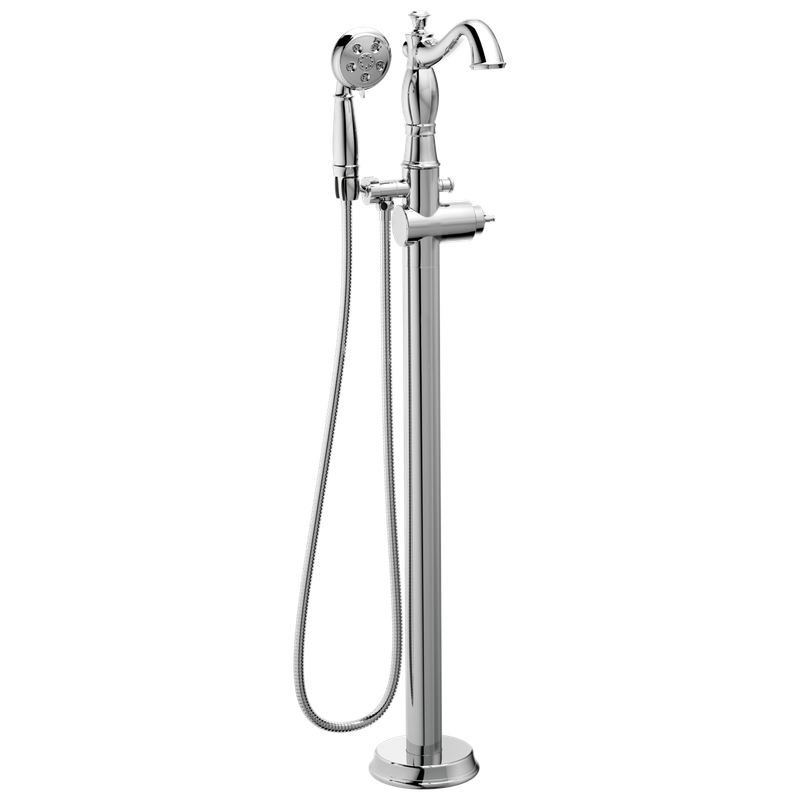 Delta Cassidy® Single Handle Floor Mount Tub Filler Trim with Hand Shower - Less Handle