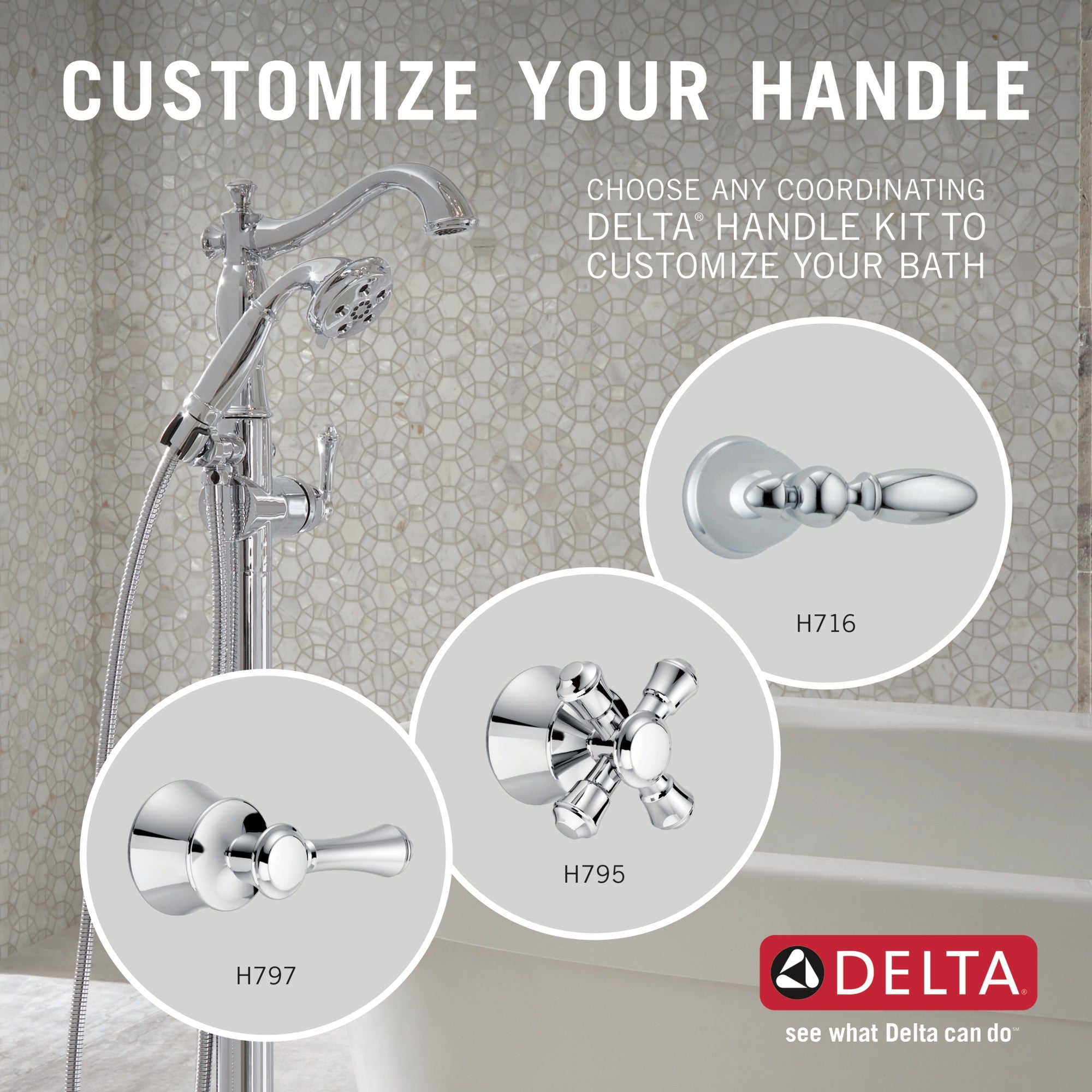 Delta Cassidy® Single Handle Floor Mount Tub Filler Trim with Hand Shower - Less Handle