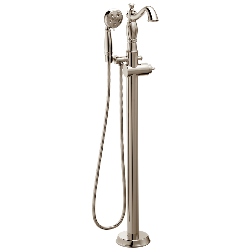 Delta Cassidy® Single Handle Floor Mount Tub Filler Trim with Hand Shower - Less Handle
