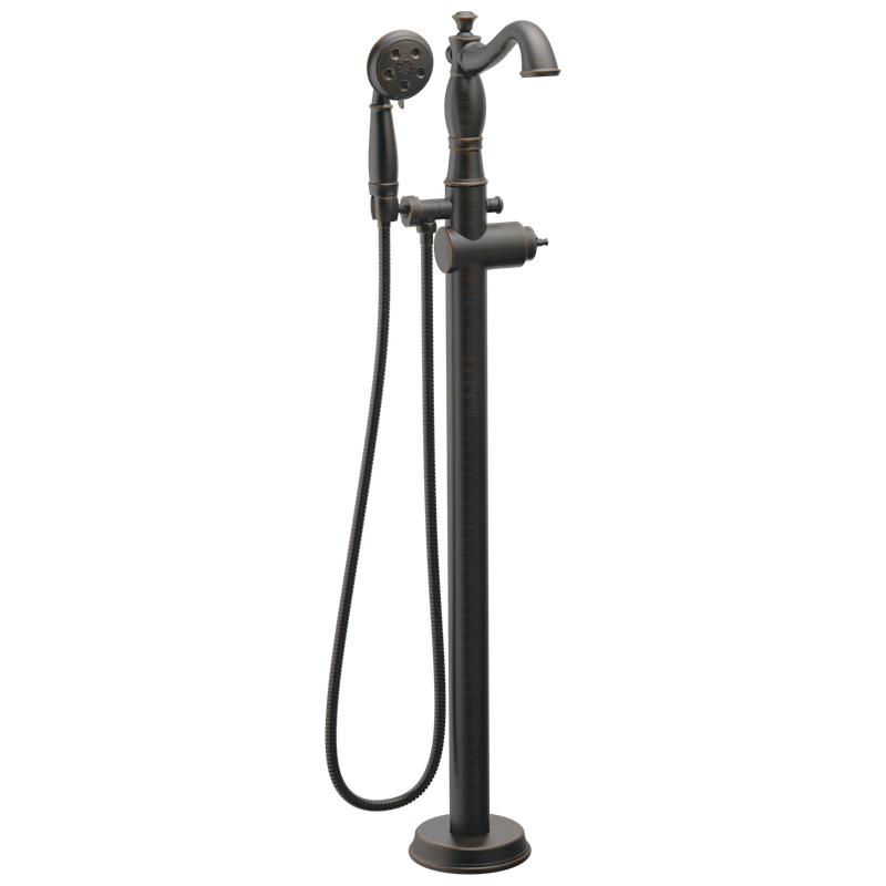 Delta Cassidy® Single Handle Floor Mount Tub Filler Trim with Hand Shower - Less Handle